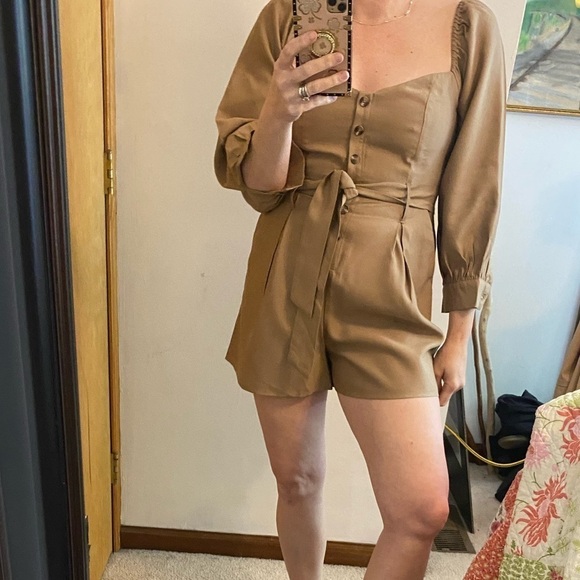 Forever21 Khaki Safari Style Shorts Romper - Picture 7 of 14